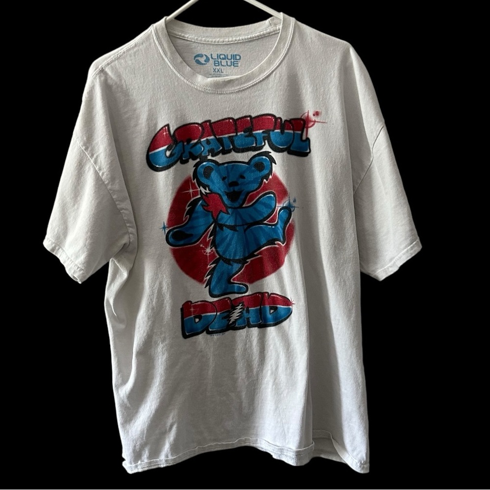 Grateful Dead Independence Bear Liquid Blue Short Sleeve Tee Shirt, Size XXL.